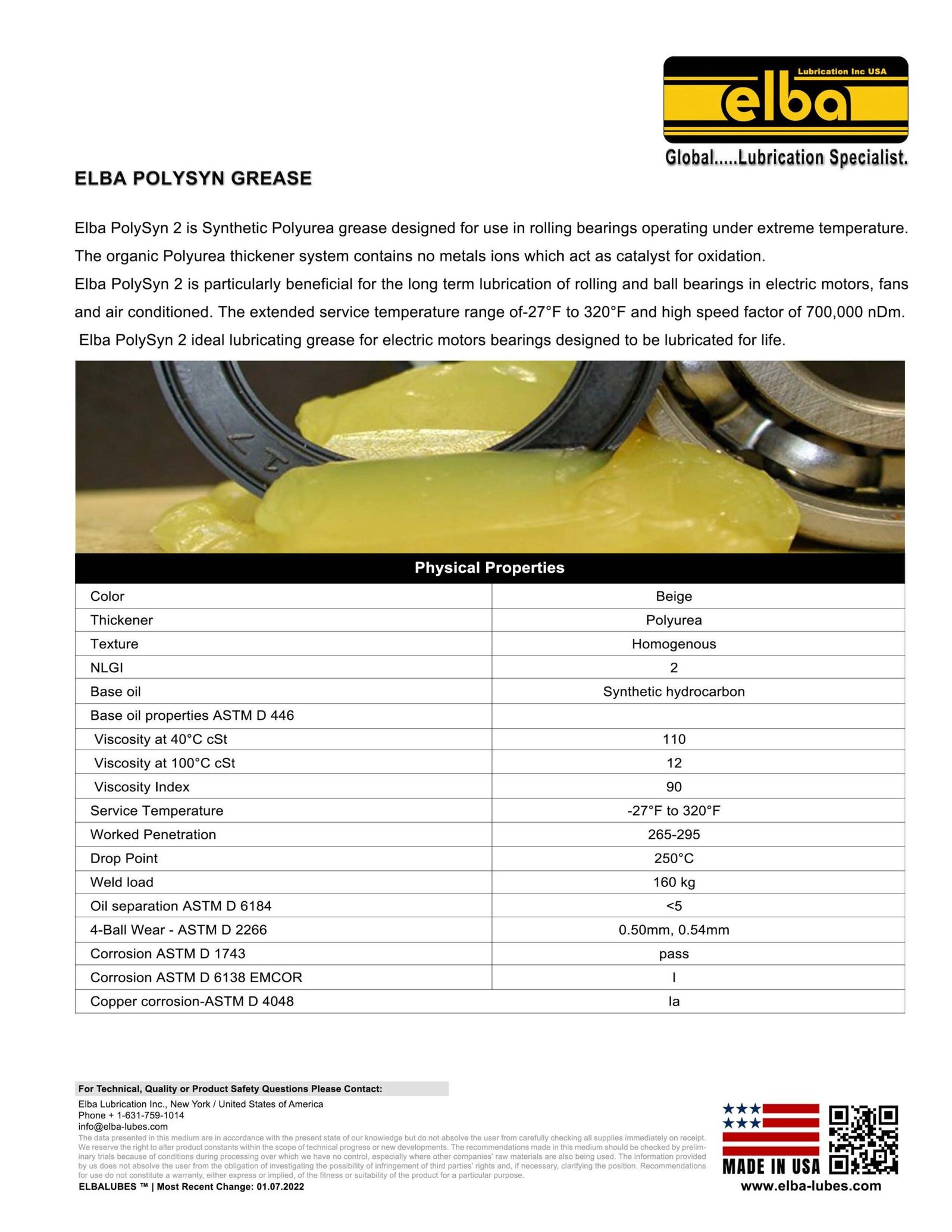Elba Polysyn 2 Gresse USA – THE LUBRICANTS EXPERT
